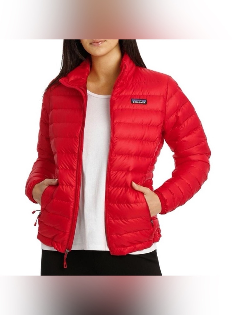 Patagonia Women's Bright Red Quilted Down Sweater Puffer Jacket Size XS